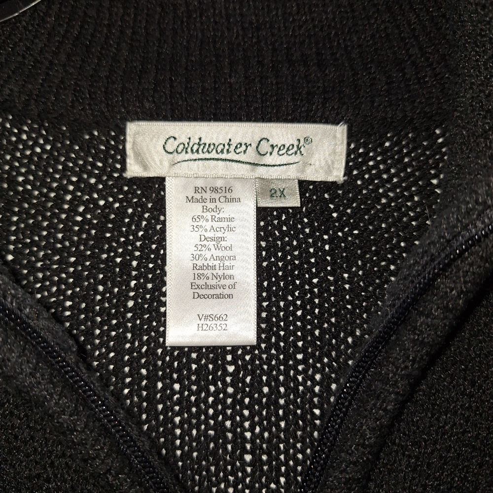 Coldwater Creek Beaded Cat Wool Rabbit Hair Sweater Cardigan Full Zip 2X - Picture 8 of 11